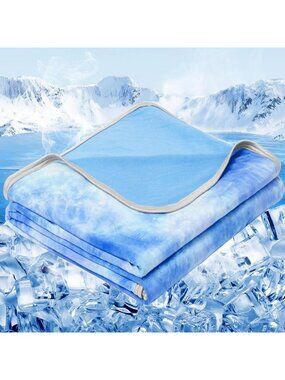 King Size Cooling Blanket for Hot Sleepers - Soft, Breathable, 90"x108", Blue
